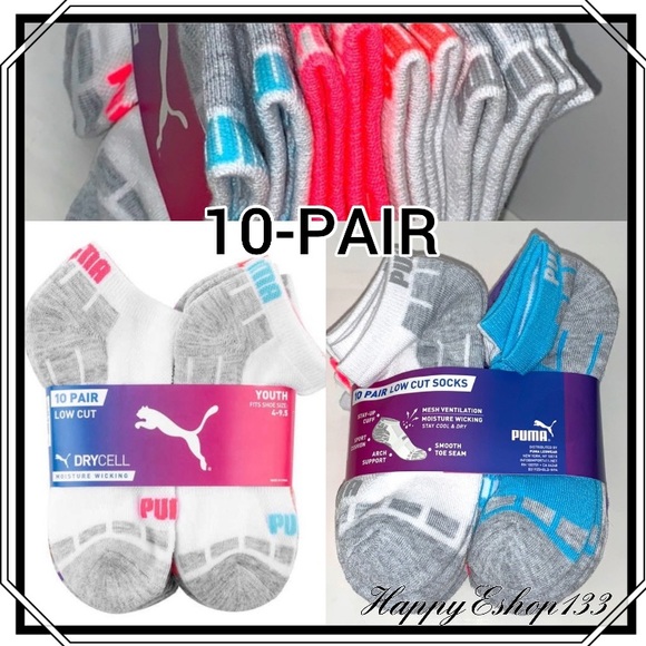 Puma Youth’s Low Cut DryCell Socks, 10-Pair - Picture 1 of 14